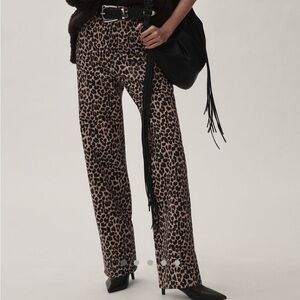 REFORMATION CARY HIGH RISE SLOUCHY STRAIGHT JEANS LEOPARD